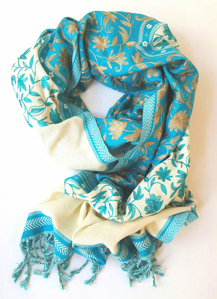 Vithya Wool Scarf-Turquoise