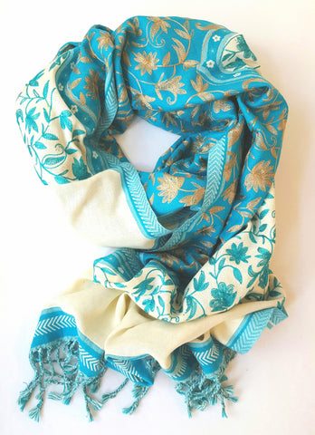 Vithya Wool Scarf-Turquoise