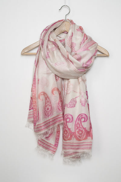 Flower & Paisley Scarf-Pink
