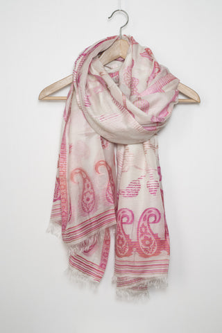 Flower & Paisley Scarf-Pink
