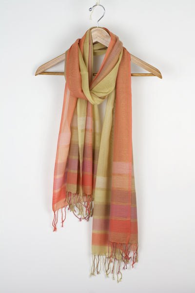 Sheilah Plaid Scarf-Coral