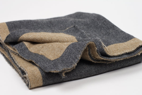 Vikrant Cashmere & Wool Scarf-Beige/Dark Gray