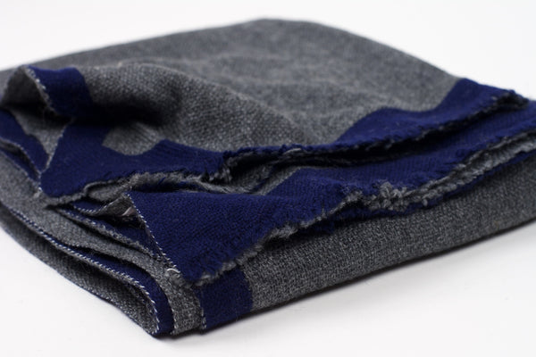 Vikrant Cashmere & Wool Scarf-Cobalt Blue/Dark Gray