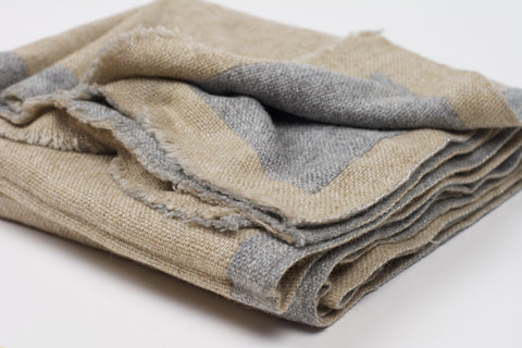 Vikrant Cashmere & Wool Scarf-Beige/Light Gray