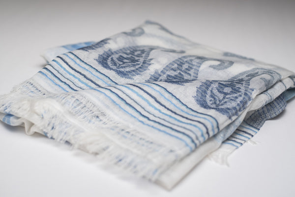 Flower & Paisley Scarf-Blue