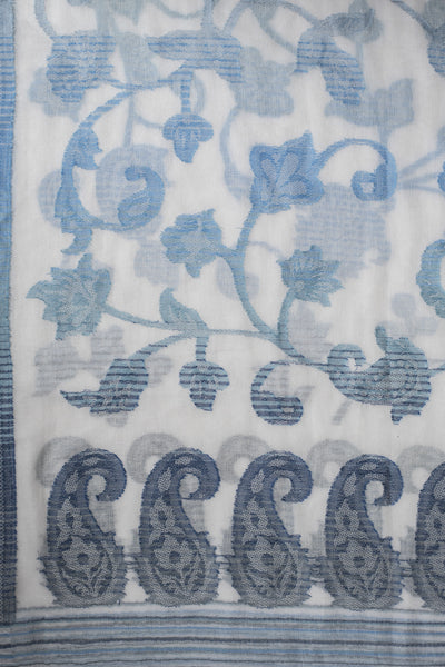 Flower & Paisley Scarf-Blue