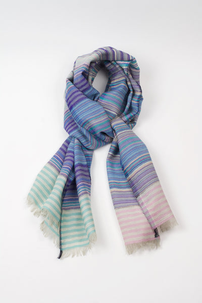 Kavita Wool Scarf-Pastel stripe