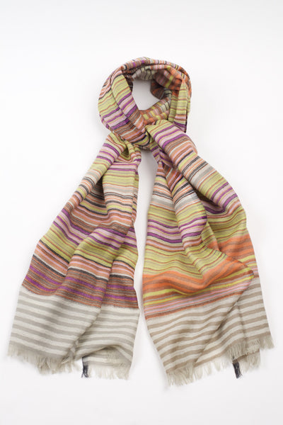 Kavita Wool Scarf-Taupe stripe