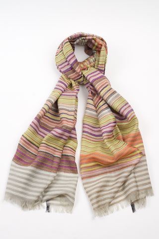 Kavita Wool Scarf-Taupe stripe