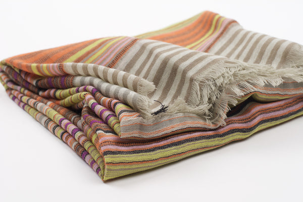 Kavita Wool Scarf-Taupe stripe
