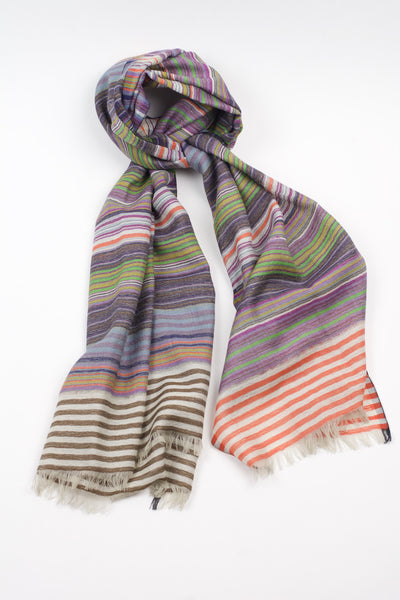 Kavita Wool Scarf-Orange stripe