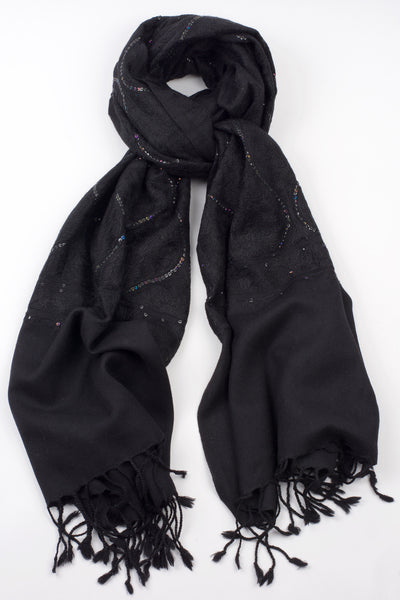 Shabnam Wool Scarf-Black