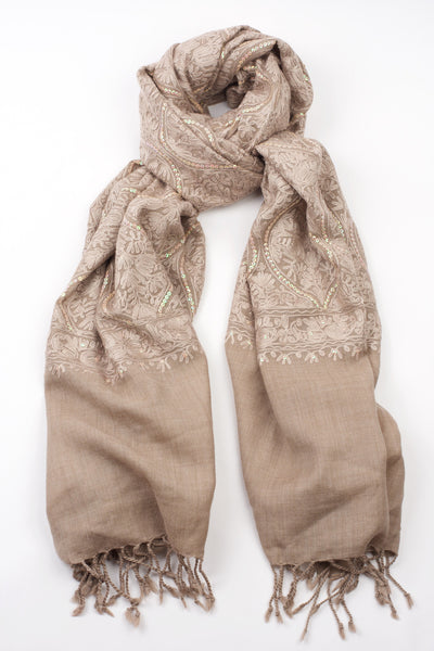 Shabnam Wool Scarf-Taupe