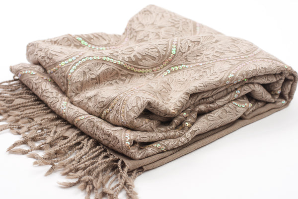 Shabnam Wool Scarf-Taupe
